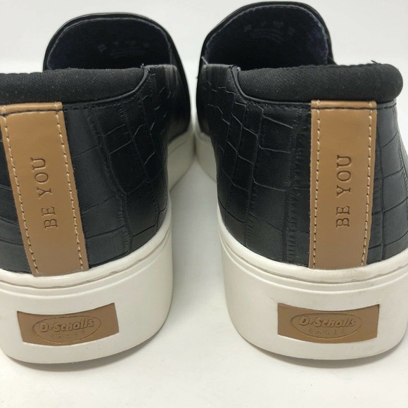 Dr Scholl's Womens sz 9M Black Croc Embossed Slip-On DownTown Sneakers NWB - Picture 6 of 10